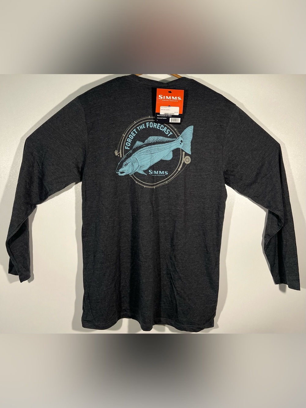 Simms Fishing Products Red Forecast LS T-Shirt Charcoal Heather Men’s Large L